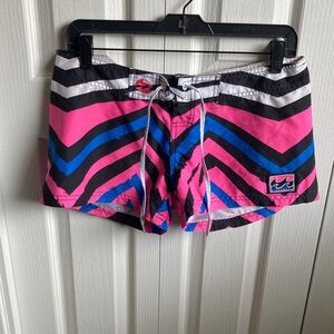 Billabong Pink Black Blue Chevron Boardshorts